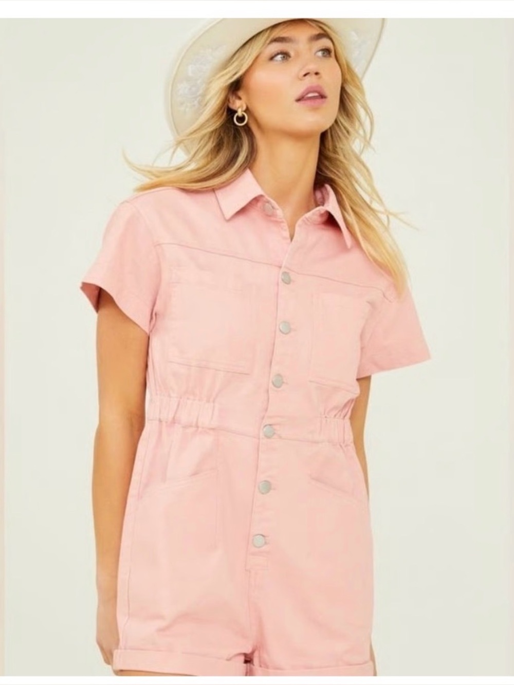 Altered State Pink Denim  Romper